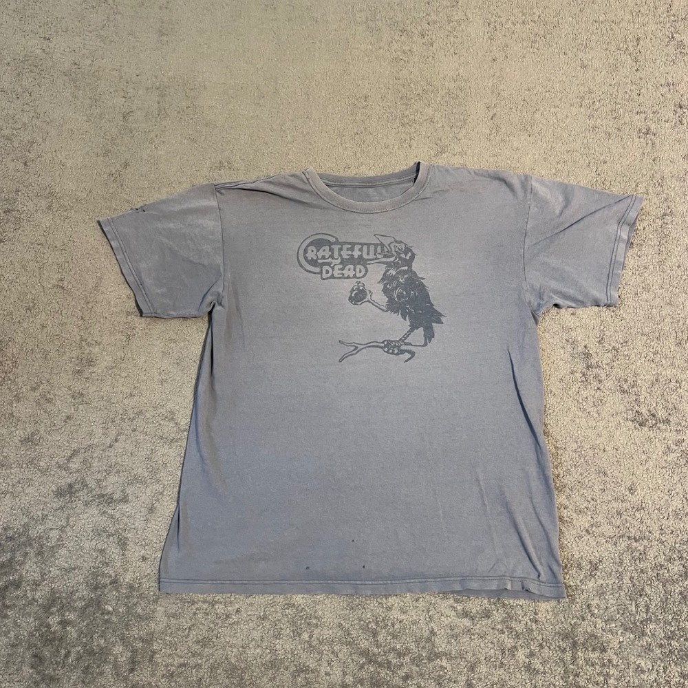 Vintage Thrashed Grateful Dead Crow Graphic Shirt Faded Blue Mens L